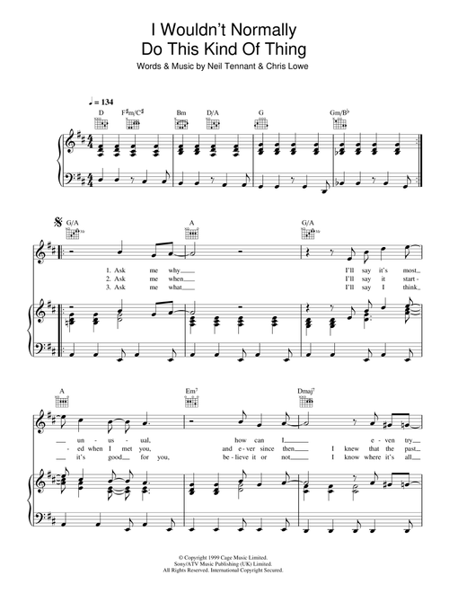 I Wouldn't Normally Do This Kind Of Thing - Pet Shop Boys, Robbie Williams (Piano-Vocal-Guitar (Piano Accompaniment))
