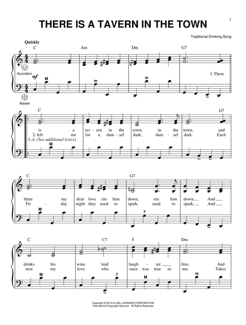 There Is A Tavern In The Town (Arr. Gary Meisner) (Accordion)