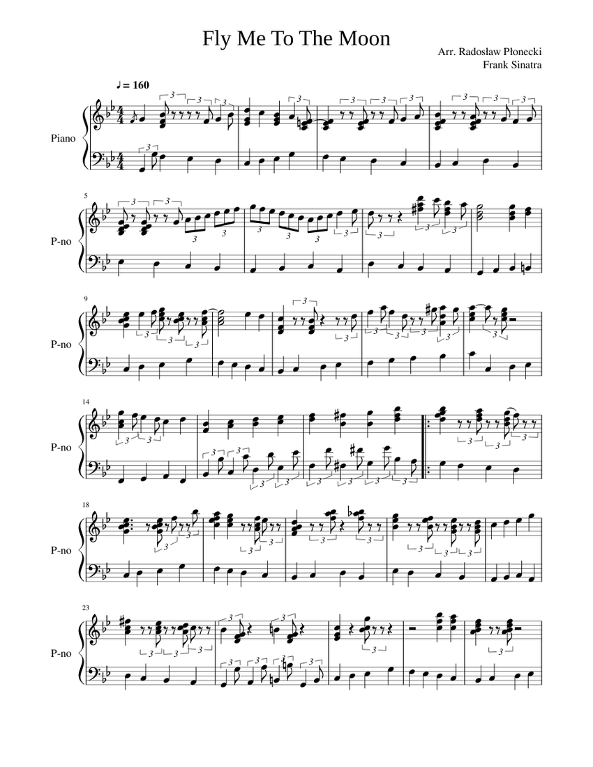 Fly Me To The Moon Sheet Music for Piano (Solo) | MuseScore.com