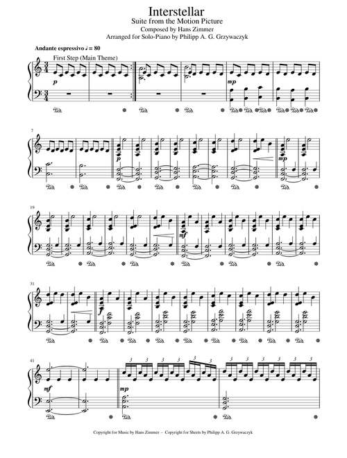 Interstellar-Suite - Hans Zimmer sheet music arranged by philbob1309 for Solo