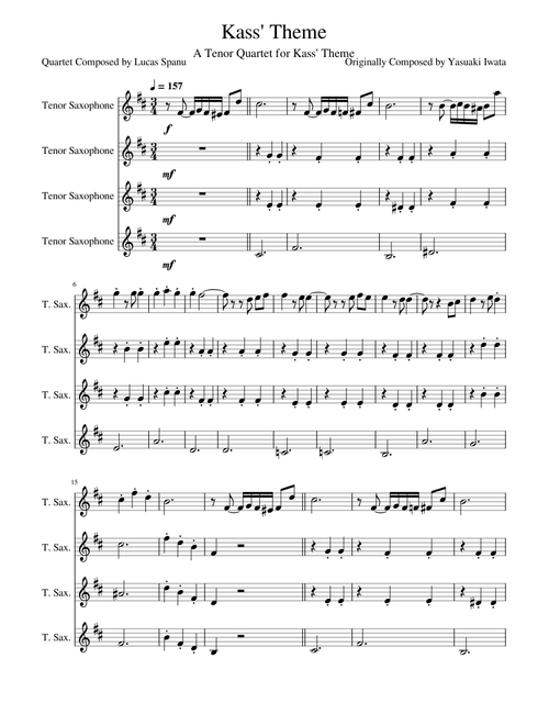 Kass' Theme (Cover) - Tenor Quartet - Lucas Spanu