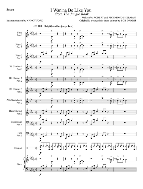 I Wanna Be Like You (from The Jungle Book) -  Robert and Richmond Sherman (for wind ensemble)