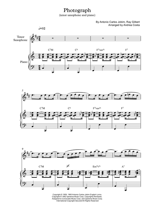 Photograph (Arr. Andrea Costa) - Astrud Gilberto (Small Ensemble)