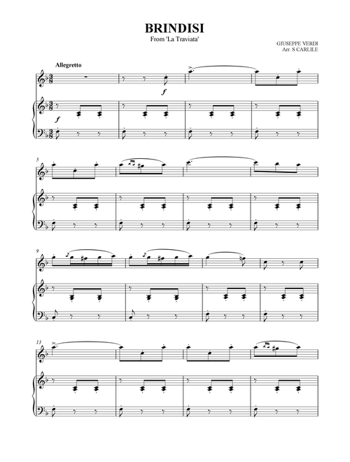 Brindisi ('Drinking Song' From La Traviata) (Arr. SCMusic) - Giuseppe Verdi (Violin and Piano)