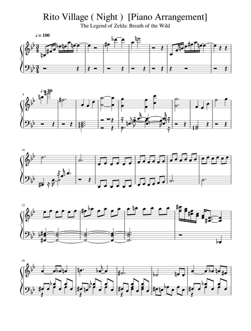 Rito Village ( Night ) [Piano Arrangement] - The Legend of Zelda Breath of the Wild