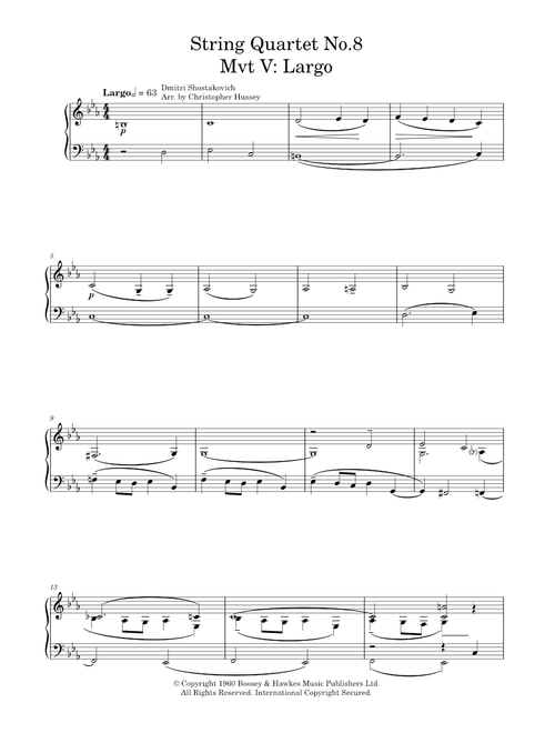 String Quartet No 8, op.110 - Dmitri Shostakovich (Piano Solo)