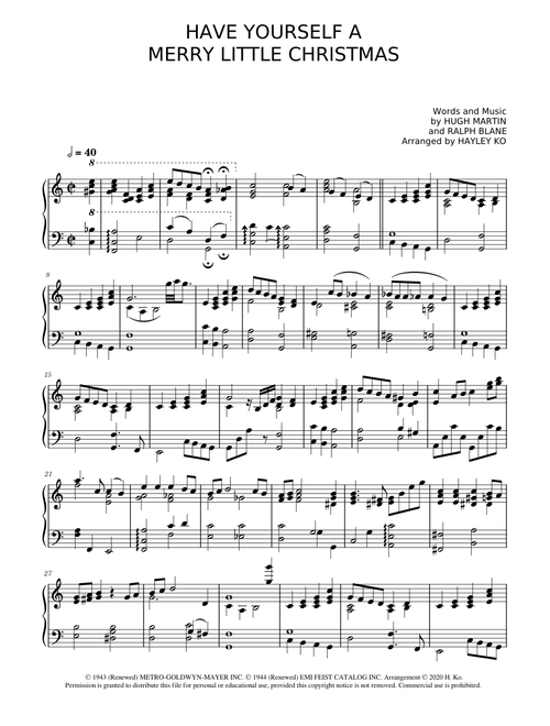 Have Yourself A Merry Little Christmas - Hugh Martin, Ralph Blane