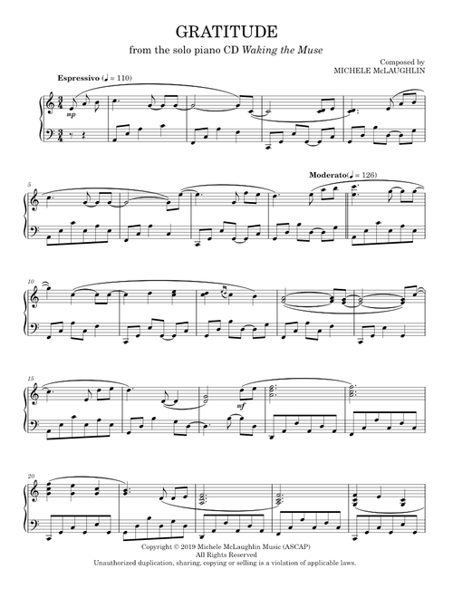 Gratitude - Michele McLaughlin (Piano Solo)