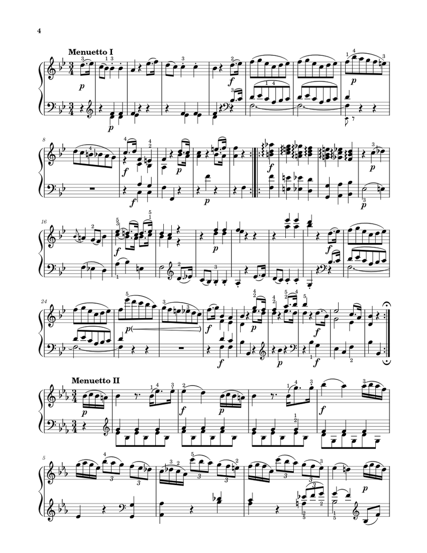 Sonata No. 4, 2nd Movement K. 282 Sheet music for Piano Sonata No. 4, 2nd Movement K. 282 Sheet music for Piano