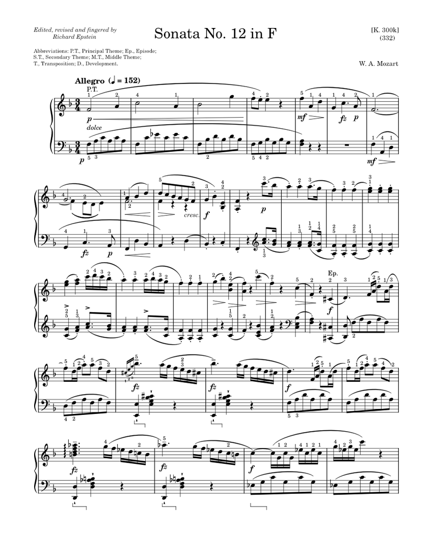 Piano Sonata No.12 in F major, K.332/300k – Wolfgang Amadeus
