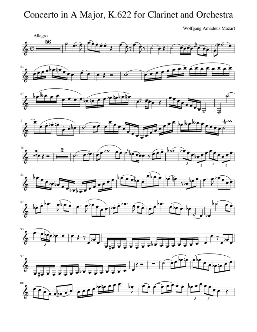 Mozarts_Clarinet_Concerto_in_A_major_for_Bb_clarinet Sheet Music For ...