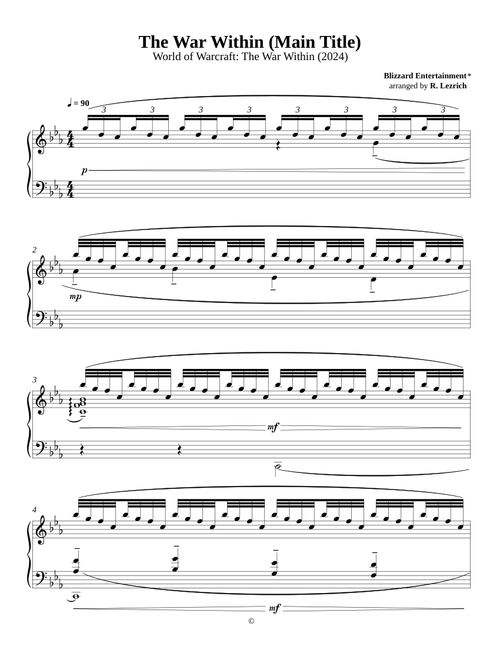 The War Within (Login Screen Music) - piano