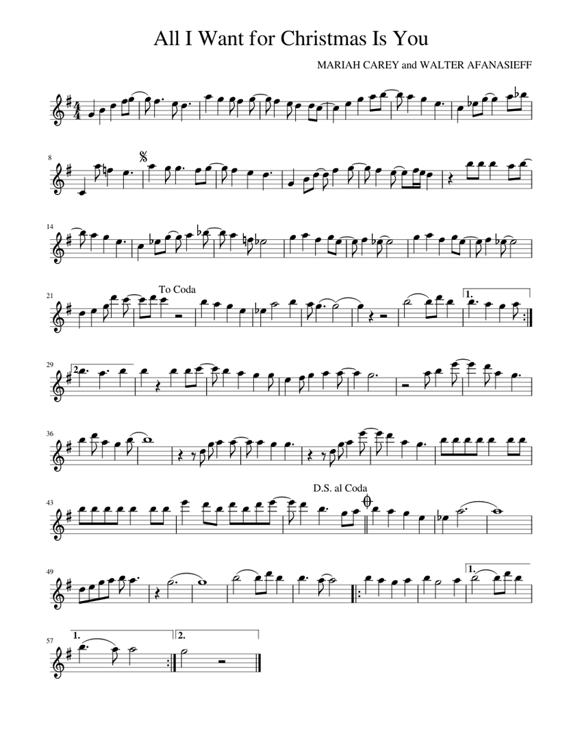 all i want for christmas is you sheet music for saxophone alto