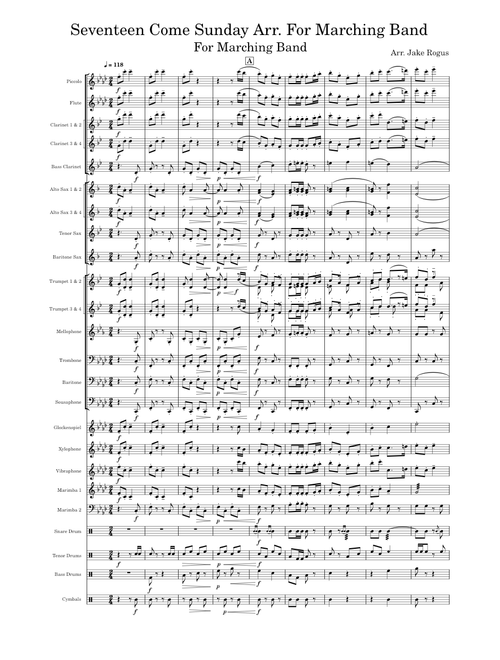 Seventeen Come Sunday Arr. For Marching Band
