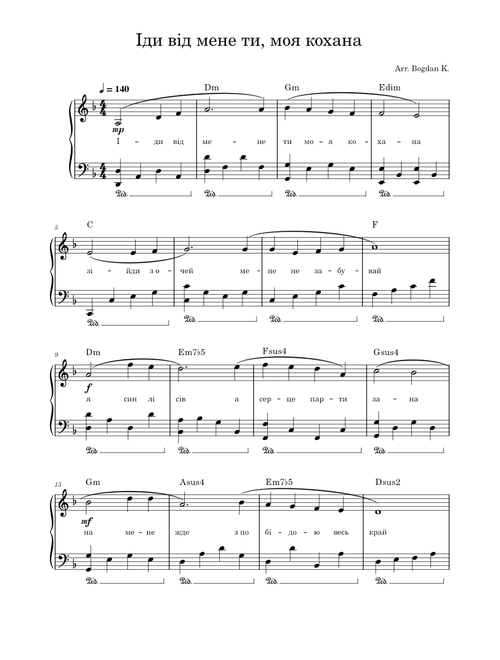 Іди від мене ти, моя кохана – Free Piano Tutorials