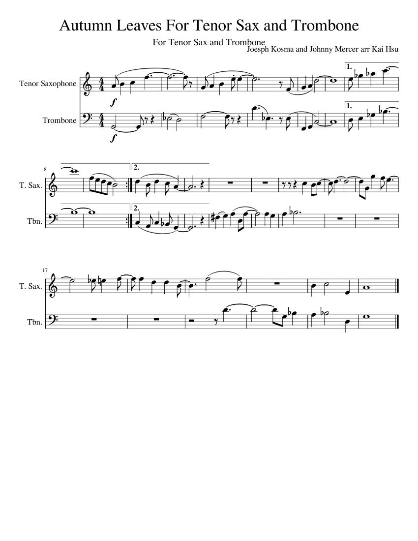 Autumn leaves tenor sax hot sale
