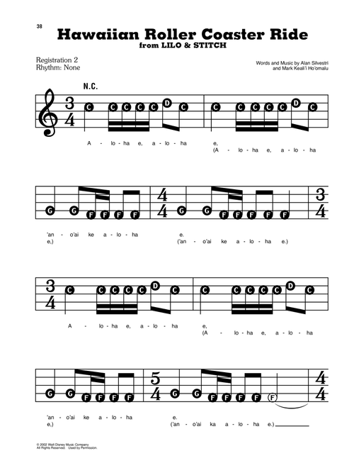 Hawaiian Roller Coaster Ride (from Lilo & Stitch) - Mark Keali'i Ho'omalu (E-Z Play Today)