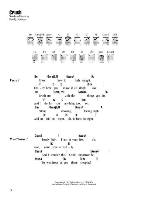 Crush - Dave Matthews Band (Guitar Chords-Lyrics)