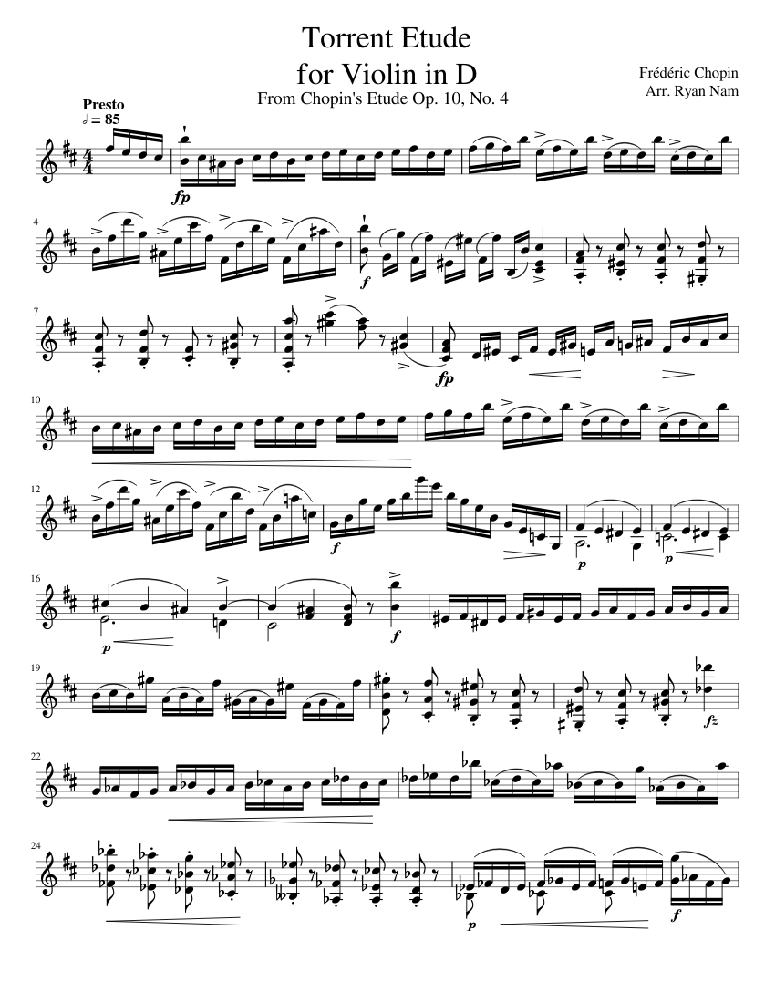 Torrent Etude for Violin Sheet music for Violin (Solo)