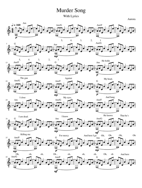 AURORA sheet music by Earthboundfae | Play, print, and