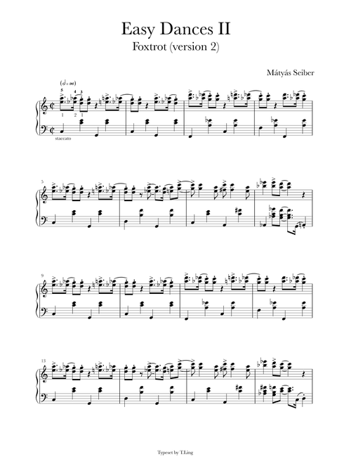 Foxtrot from Easy Dances book 2 (Arr. Thomas Ling) - Mátyás Seiber (Piano Solo)