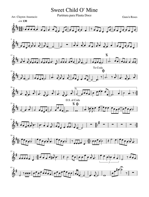 Sweet Child O' Mine by Guns'n Roses Flauta Doce