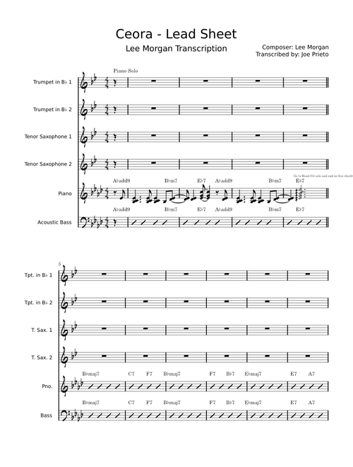 Ceora – Lee Morgan (Bb, C, and Bass celf Lead Sheet)
