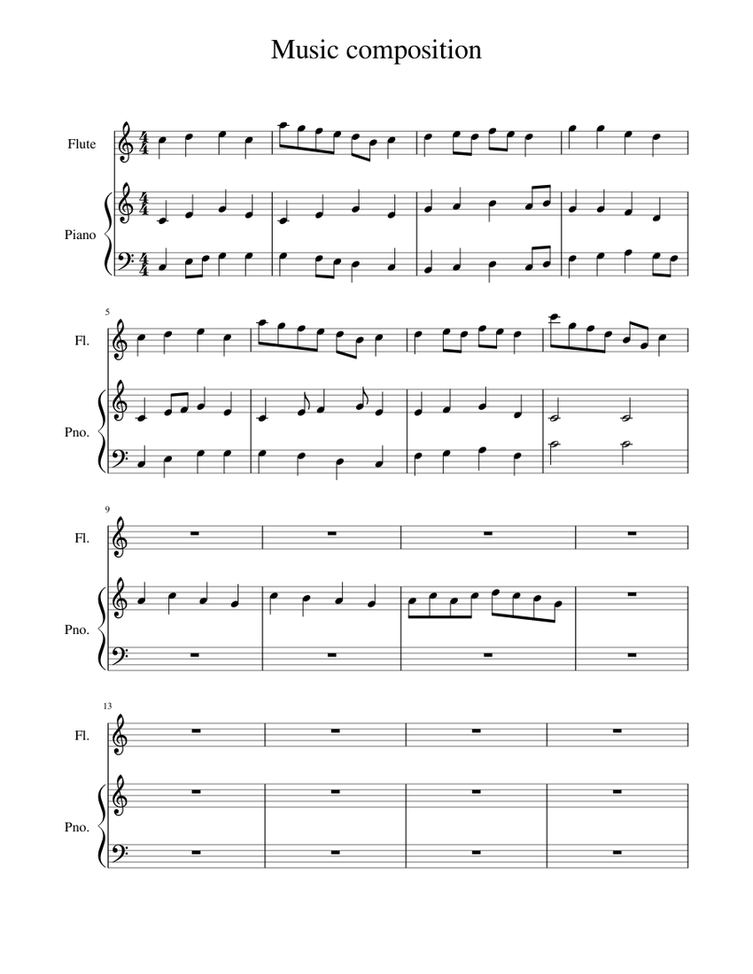 Composition1 Sheet music for Piano, Flute (Solo) | Musescore.com