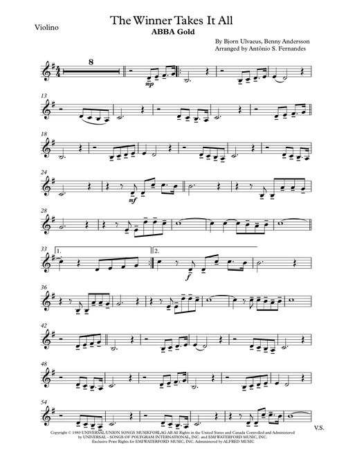 The Winner Takes It All (Arr. Antônio S. Fernandes) - ABBA (Violin Solo)