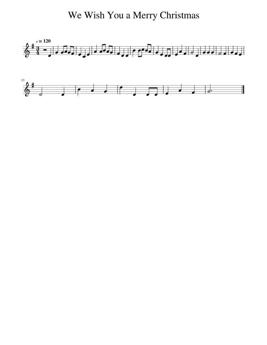 We Wish You a Merry Christmas Sheet music for Trumpet in b flat Solo Musescore