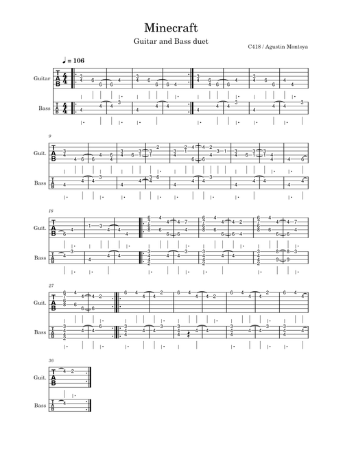 Minecraft – C418 Minecraft – Guitar and Bass Tabs