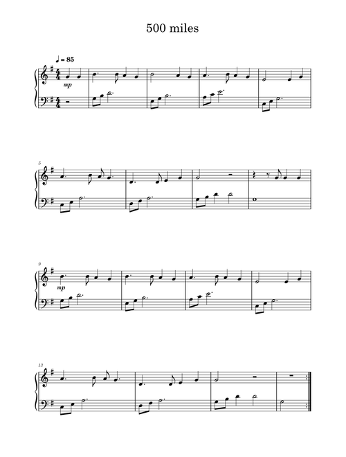 500 miles – The Proclaimers (Easy version) - Whitehatjr
