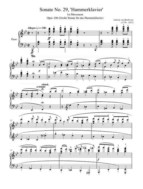 Beethoven - Piano Sonata No.29, Op.106, “Hammerklavier” 1st Mov - Original With Fingered (Arr. poon) - Ludwig Van Beethoven (Piano Solo)