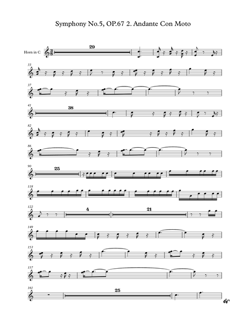 Beethoven symphony No.5 - 2nd Movement (Transposed Horn in C) (Arr. Jay Heo) (French Horn Solo)