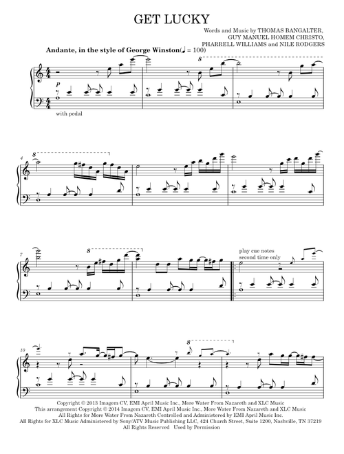 Get Lucky - Daft Punk Featuring Pharrell Williams (Piano Solo)