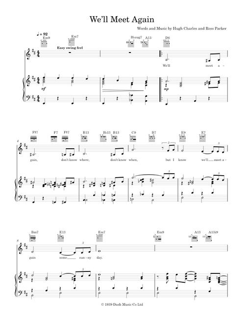We'll meet again - Vera Lynn (Piano-Voice-Guitar)