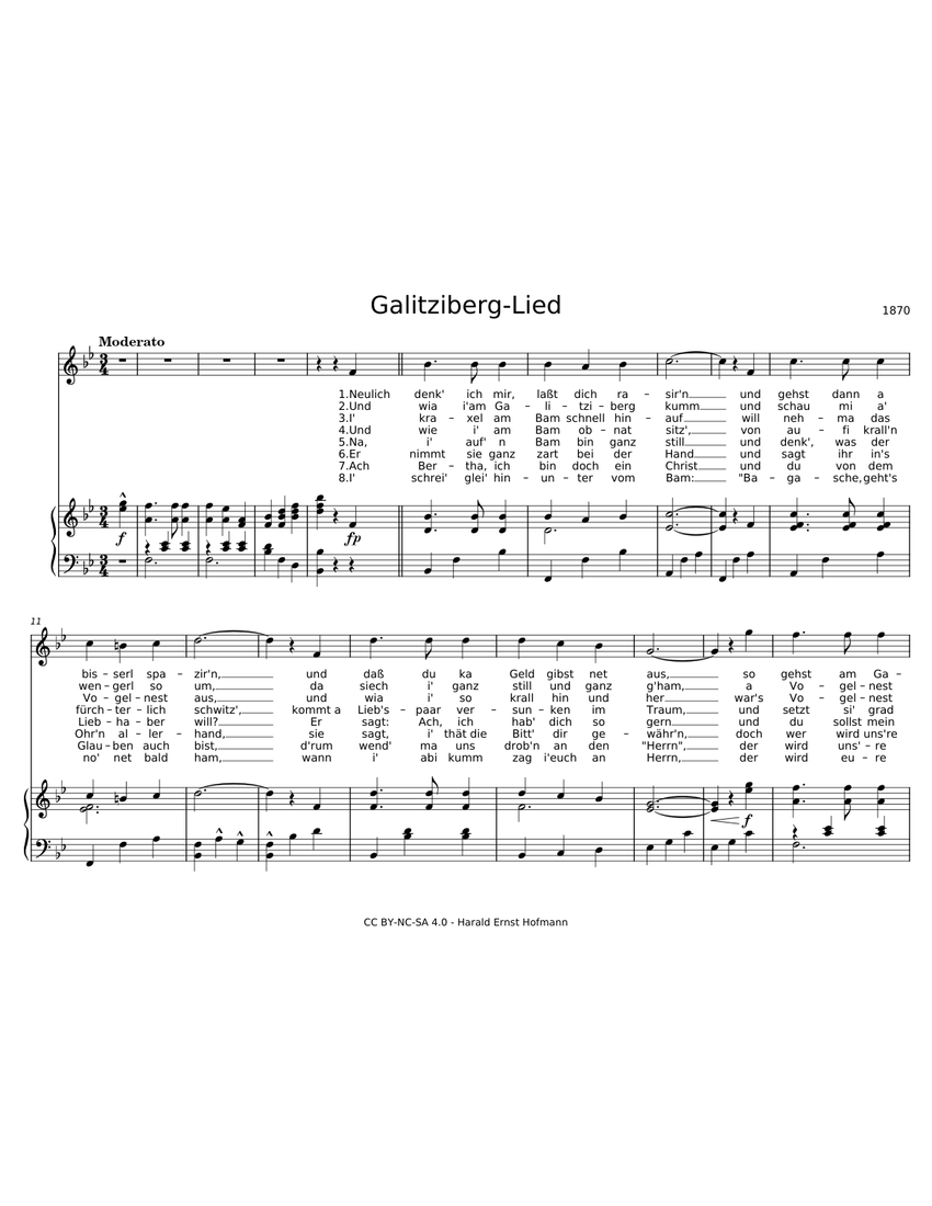 GalitzibergLied Sheet music for Piano, Vocals (Solo)
