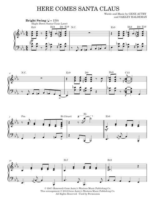 Here comes santa claus - Gene Autry (Piano Solo)