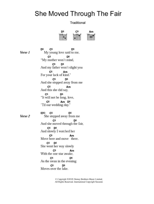 She Moved Through The Fair - Traditional (Guitar Chords-Lyrics)