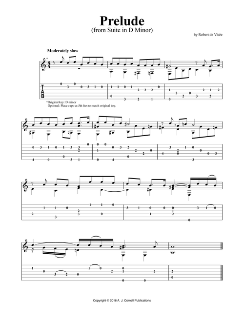 Suite in D Minor (Arr. Mark Phillips) - ROBERT DE VISÉE (Guitar Tab)