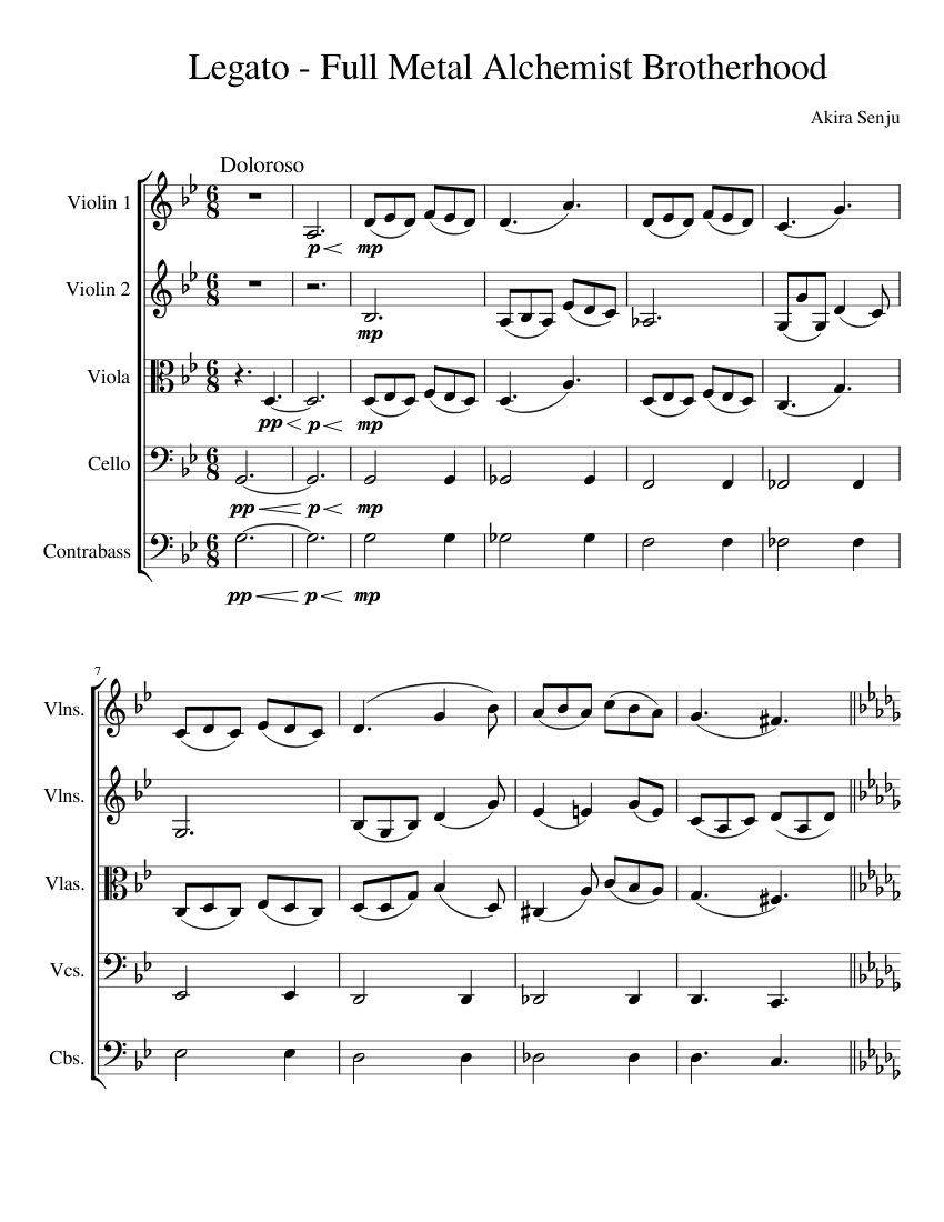 Legato - FullMetal Alchemist Brotherhood Sheet Music for