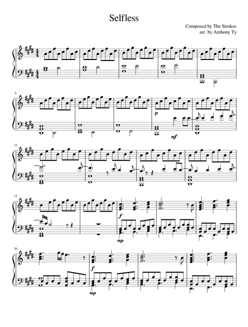 Selfless - The Strokes, arranged by Anthony Ty