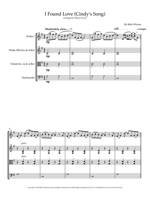 I Found Love (Arr. Sherry Lewis) - BeBe Winans (String Ensemble)