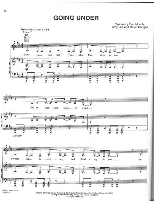Going Under (Arr. Unknow) - Evanescence (Easy Piano)