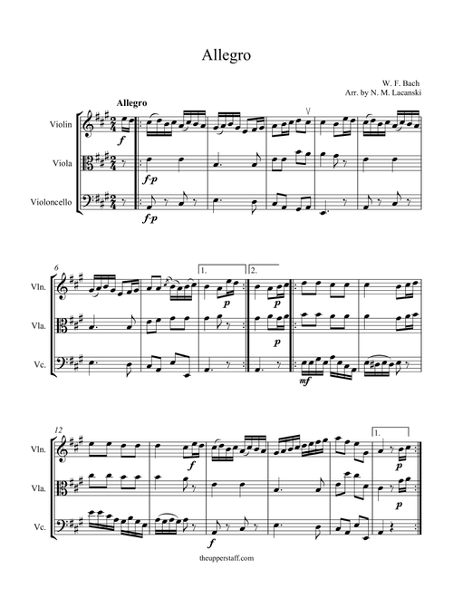 Allegro (Arr. Nick Lacanski) - Bach, W.F. (String Ensemble)