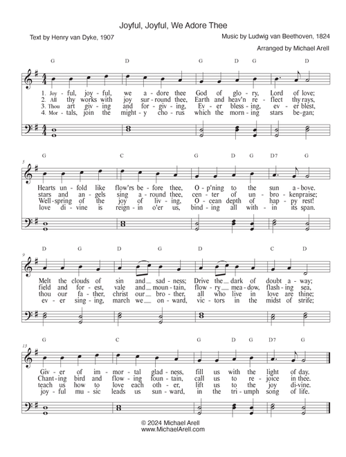 Joyful Joyful We Adore Thee (Arr. Michael Arell) - Sister Act, Casting Crowns (Piano-Vocal-Guitar (Piano Accompaniment))