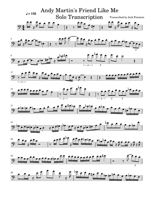 Andy Martin's "Friend Like Me" Solo Transcription (Arr. Wayne Bergeron) (Trombone Solo)