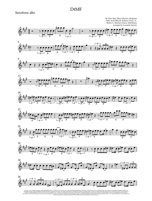 Dtmf (Arr. Leonardo Santoro) - Bad Bunny (Alto Sax Solo)