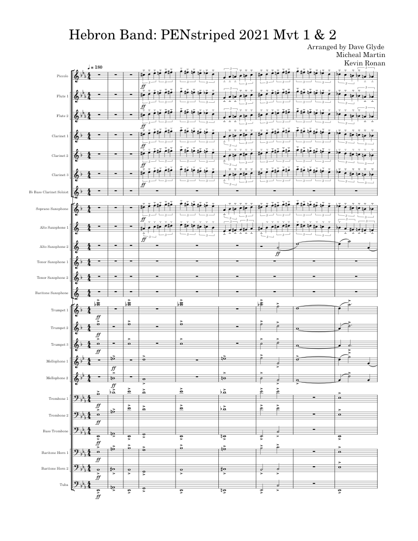 Hebron Band 2021 PENstriped Opener Wind Transcription Sheet music for