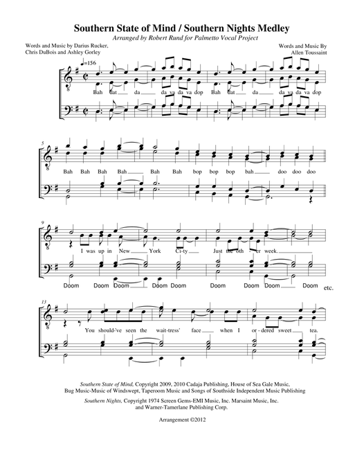 Medley: Southern State Of Mind with Southern Nights (Arr. Robert Rund) - Glen Campbell, Darius Rucker (Choral, TTBB)